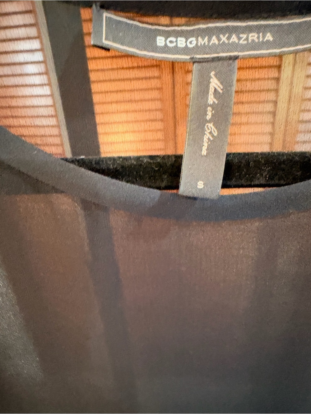 BCBGMaxAzria Sheer Black Short-Sleeve Blouse - Picture 6 of 11